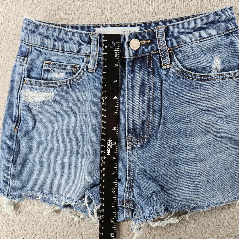 Bridge by Gly Jean Shorts‎ Wonmens 24 Blue Mom Fit Distressed Denim Boho Beach